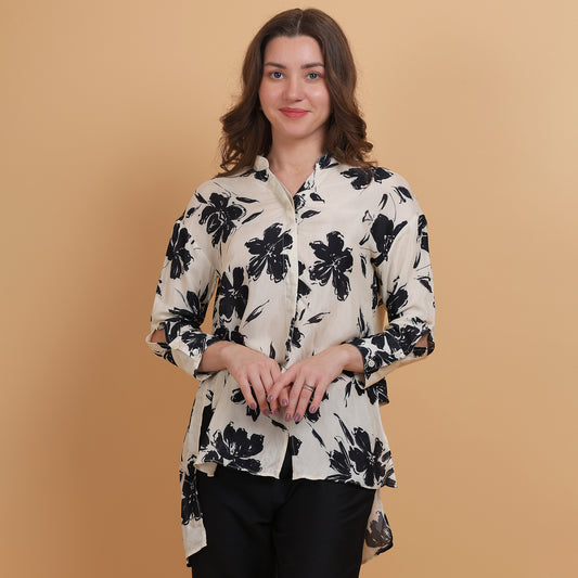 Off White Women Shirt - Floral Print