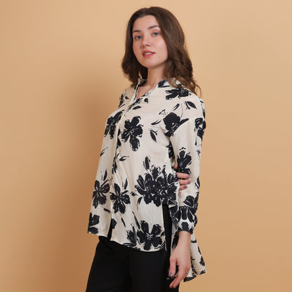 Off White Women Shirt - Floral Print