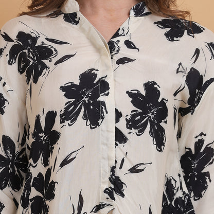 Off White Women Shirt - Floral Print