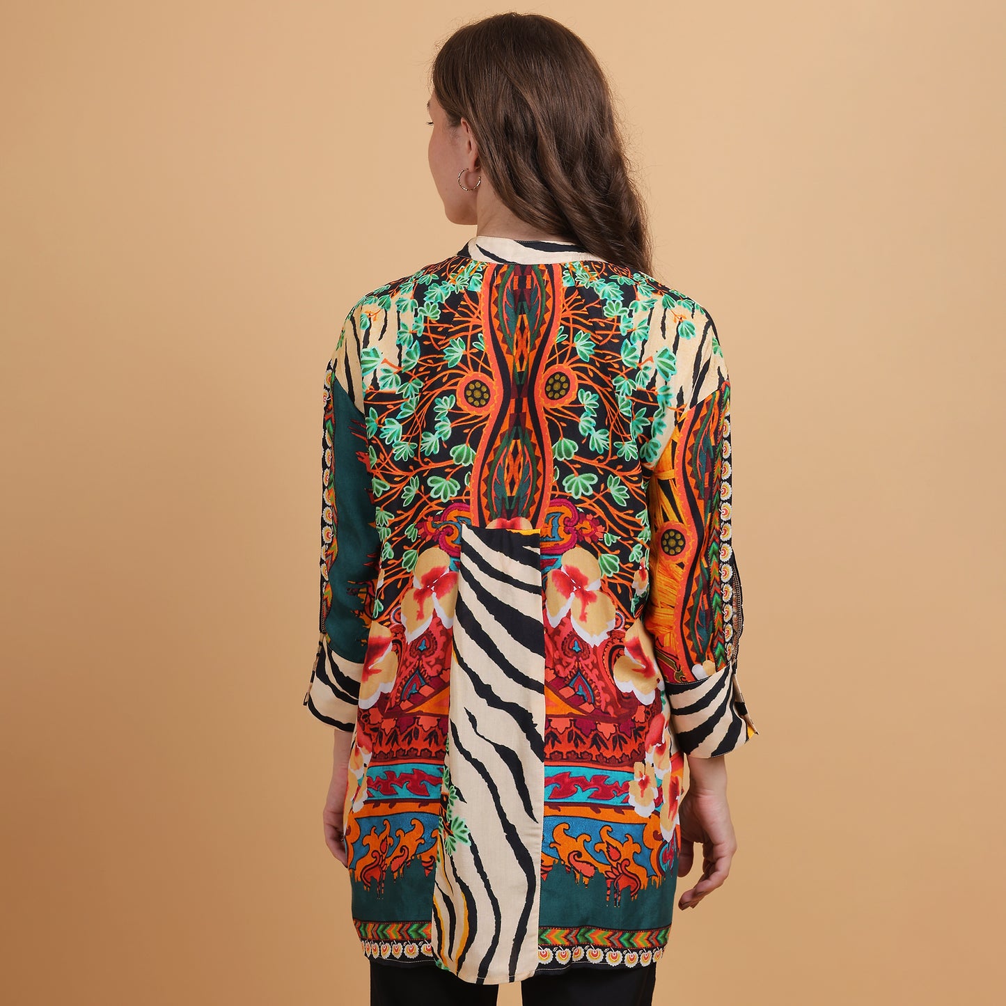 Multicolor Floral and Animal Printed Women Shirt