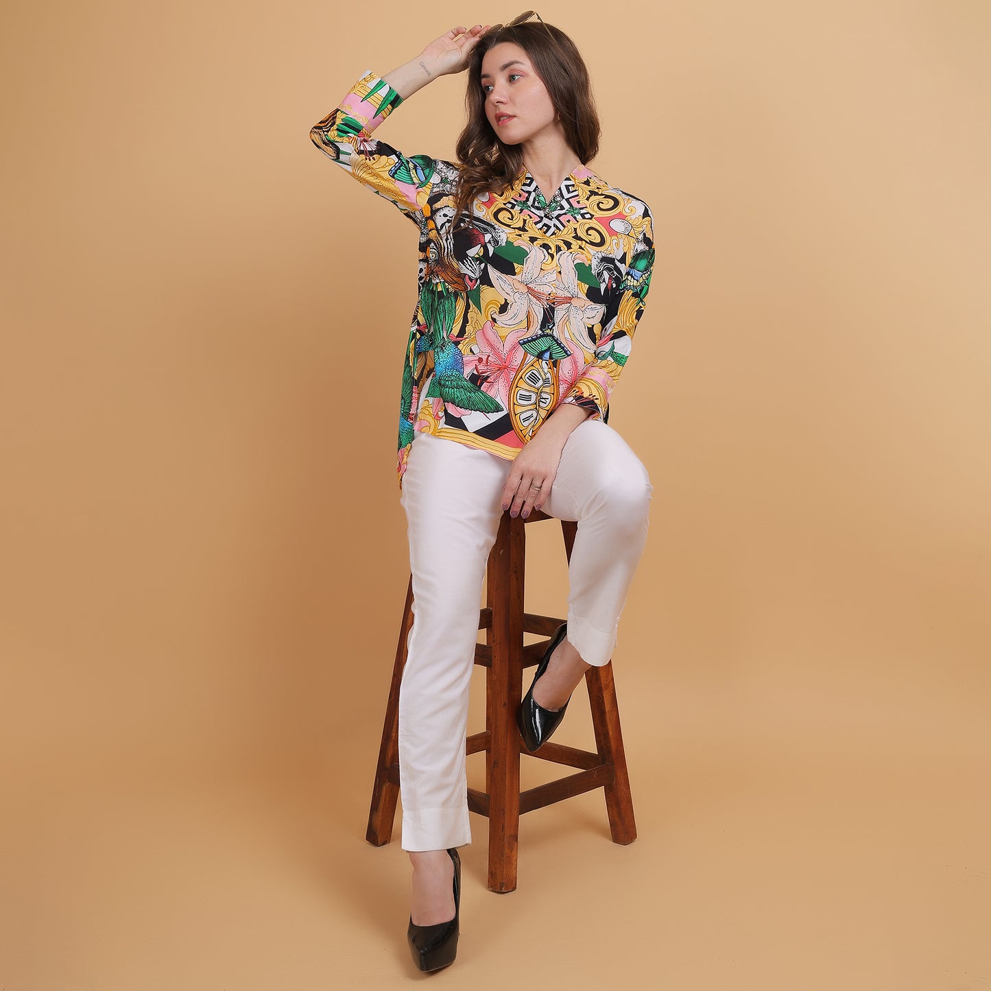 Multicolor Abstract Printed Women Shirt