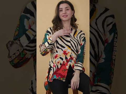 Multicolor Floral and Animal Printed Women Shirt
