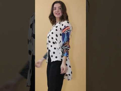 Polka Dot Floral Sleeves Women Shirt